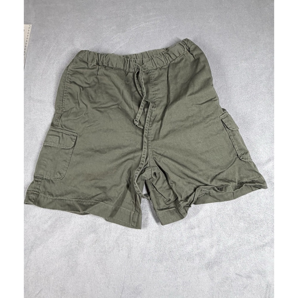 Bugle Boy Cargo Shorts Men's Medium Olive Green Casual Cotton Drawstring Vintage